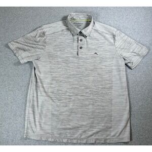 Tommy Bahama Men's IslandZone Polo Shirt Gray Heathered Moisture Wicking‎  M